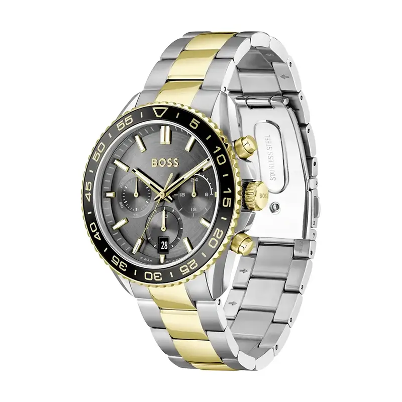 Hugo Boss Runner Grey Dial Two-tone Men's Watch- 1514144